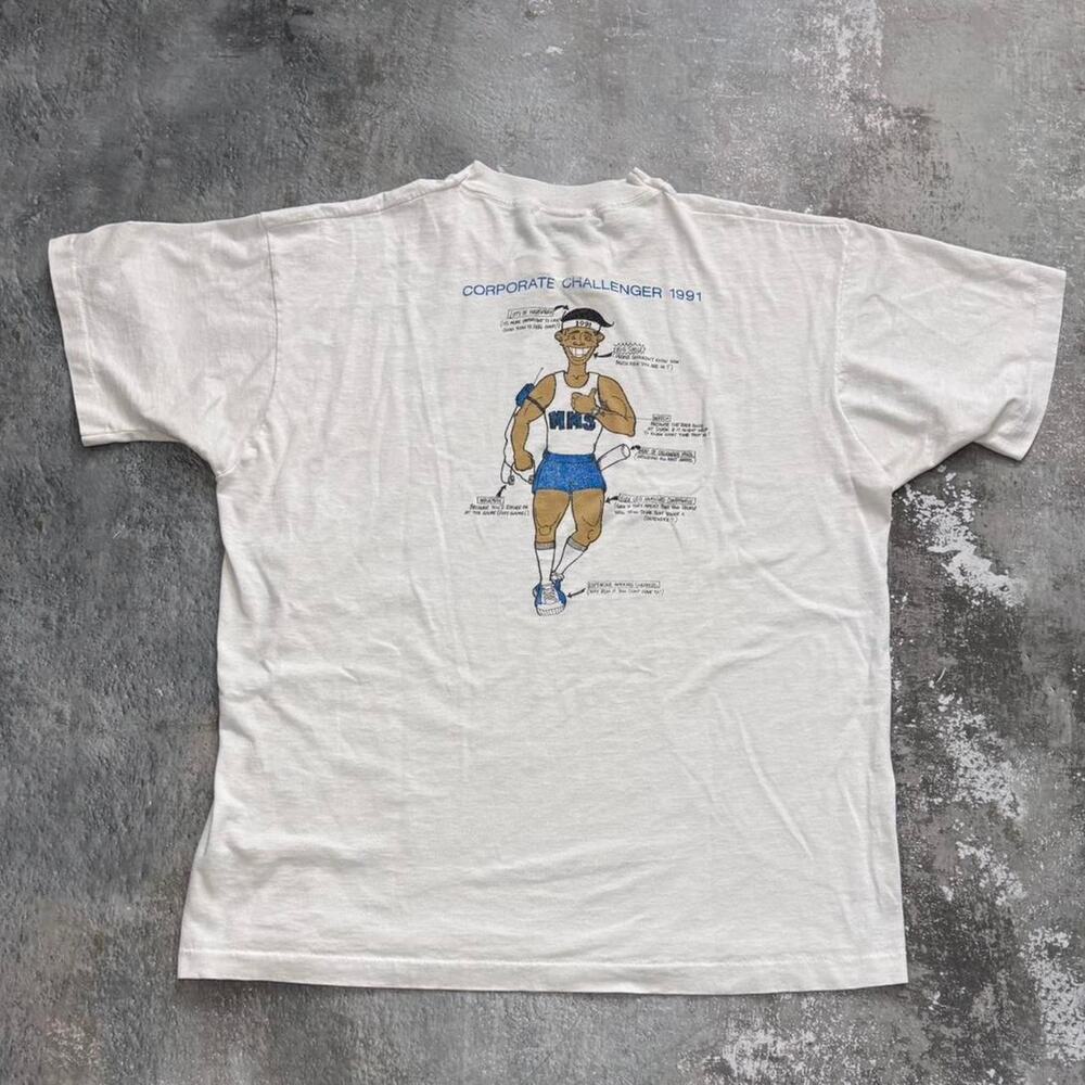 Vintage 90s White Running T Shirt. Funny Humor Size Large
